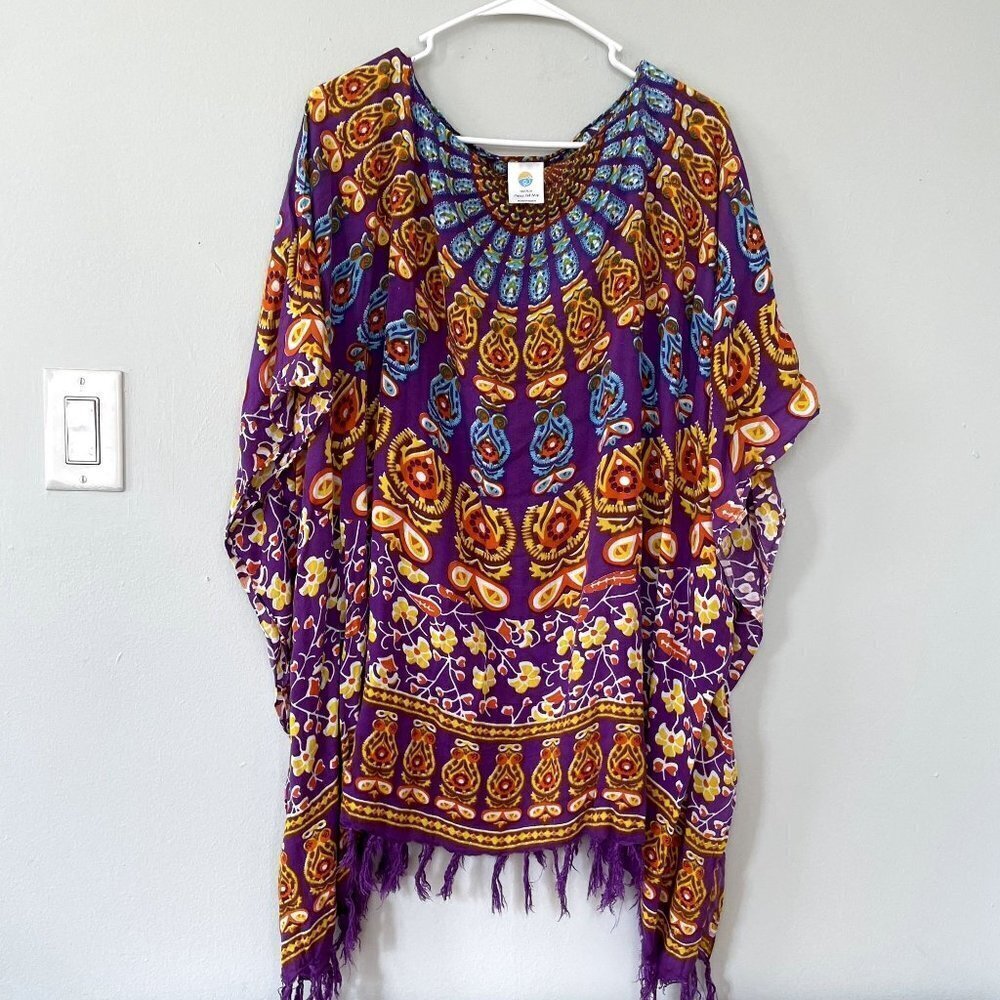 colorful breezy boho style flowy top lightweight comfortable women one size